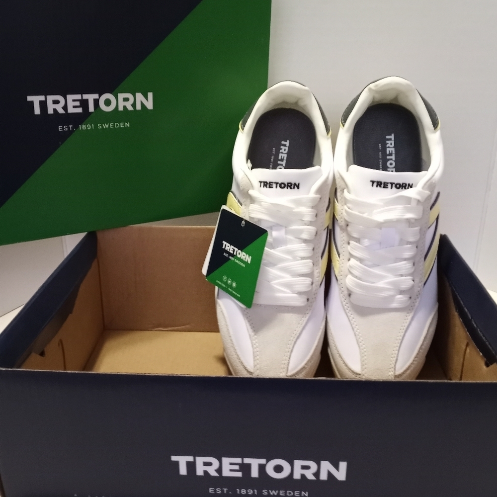 Tretorn Kristine Elite White Sneakers with Yellow Highlights